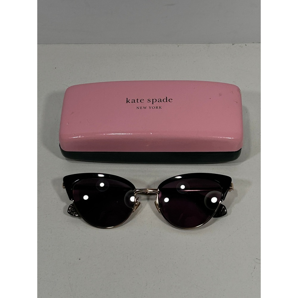 Kate Spade Jahnam/S hello sunshine Black Gold Cat Eye Sunglasses 8079O 52 w Case